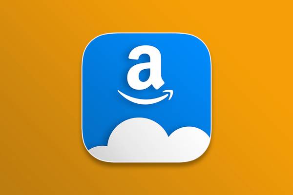 The Amazon Drive app icon on an orange background.