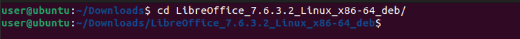 Linux terminal with cd command to navigate to the extracted directory