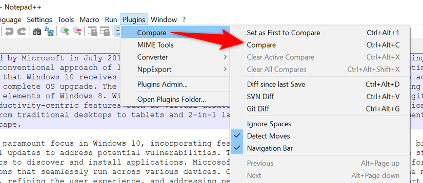 How to Compare Two Files in Notepad++
