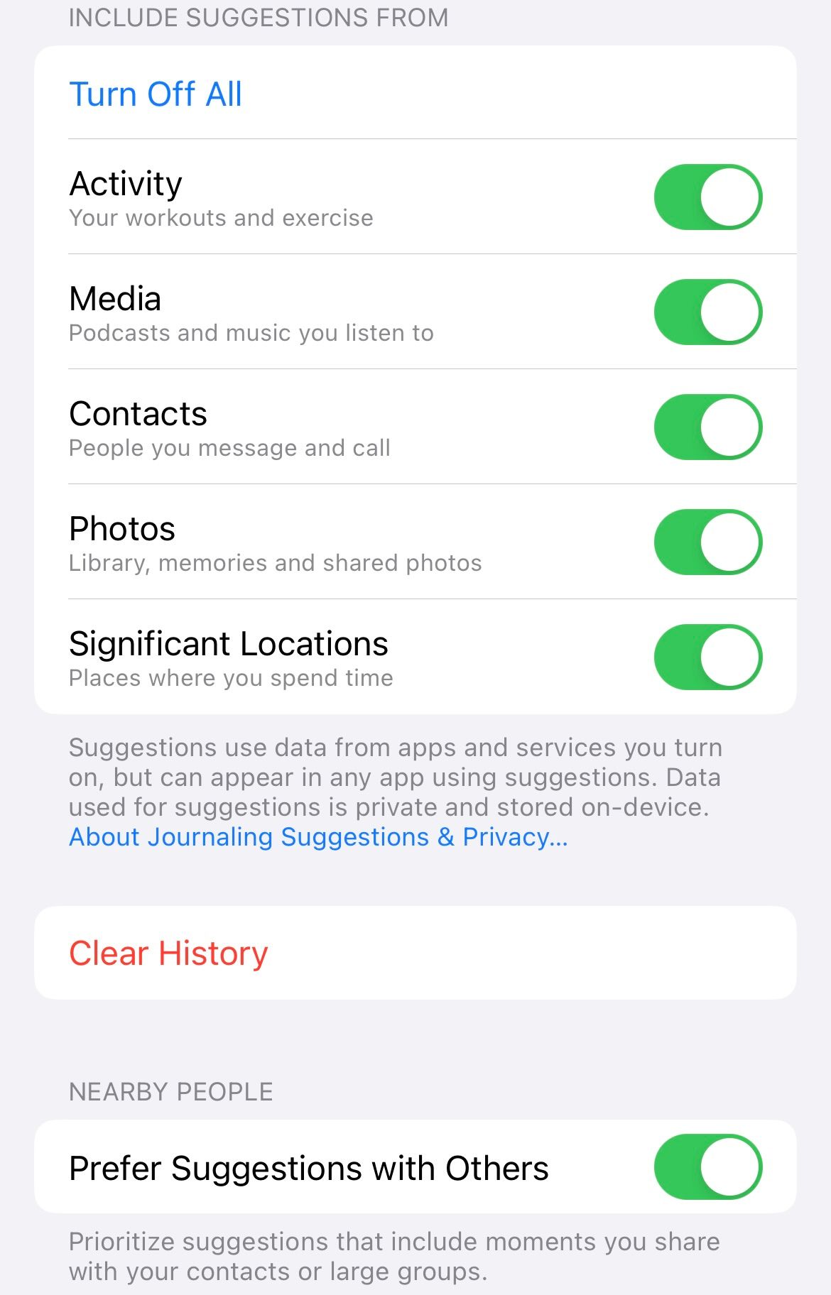 iPhone screen showing a list of active permissions.