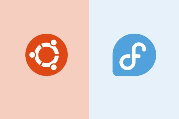 Ubuntu logo next to the Fedora logo.