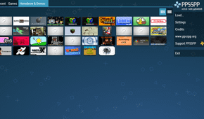 A screenshot of the PPSSPP emulator library.