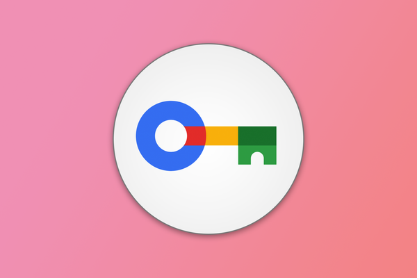 The Google Password Manager logo on a gradient background.