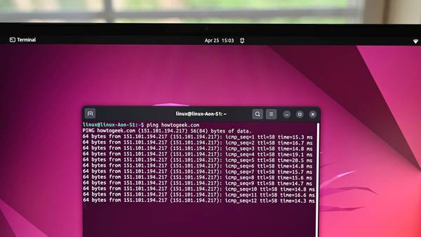 The ping command on Ubuntu. 