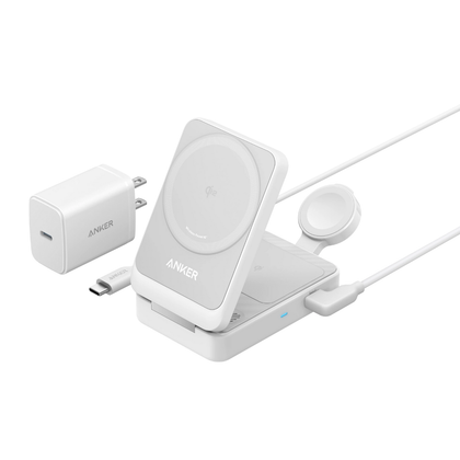 anker maggo wireless charging station 白 Amazon.com: Anker Magnetic Portable Charger MagGo 3-in-1 Wireless