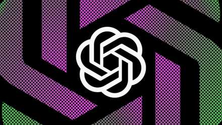ChatGPT logo surrounded by purple and green lines.