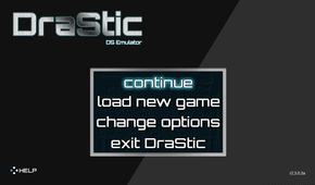 A screenshot of the DraStic DS emulator homescreen.