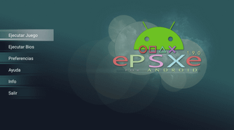 A screenshot of the ePSXe emulator homescreen.