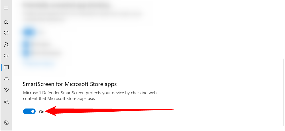 The SmartScreen for Microsoft Store apps 