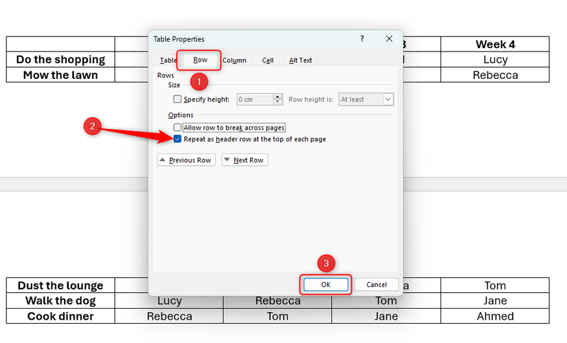 Box Row:q How to Organize Tables Across Pages in Word