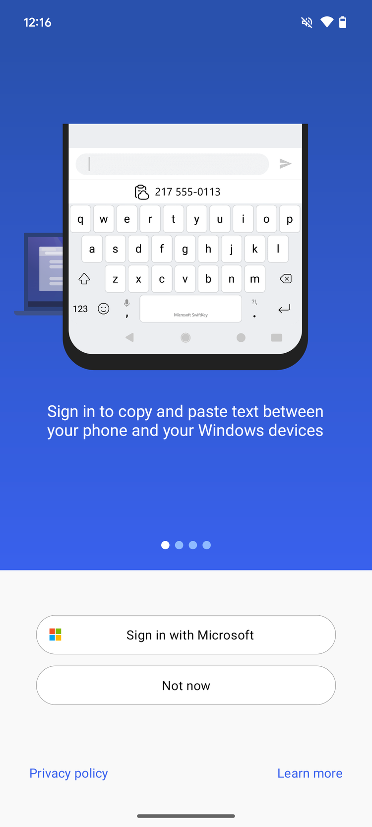 Prompt to sign into a Microsoft account for clipboard syncing in SwiftKey