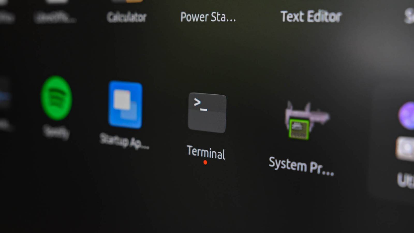 The Terminal app visible along with a few others app on Ubuntu linux. 