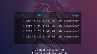 Garuda Linux Snapshots option to choose from previously saved snapshots to revert back to.