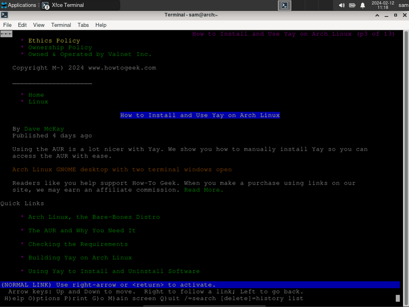 how to geek lynx how to install YAY on arch Linux