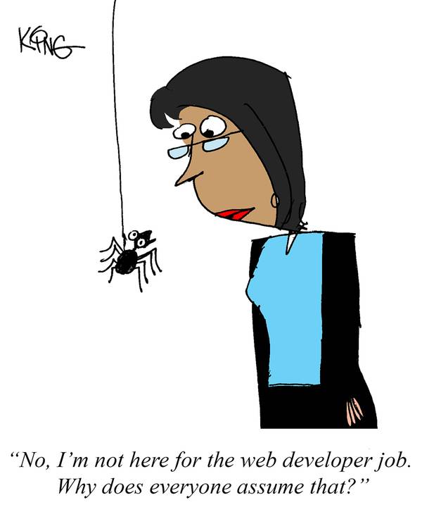 Confused spider web developer comic