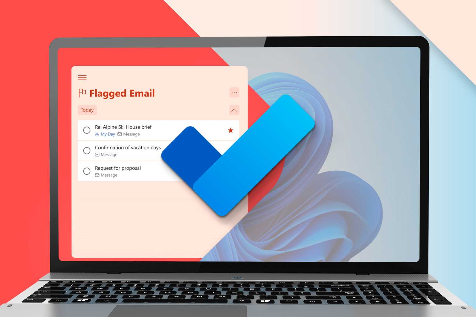 Microsoft が実行可能な機能をいくつか備え、実行可能なロゴが中央にあるラップトップ