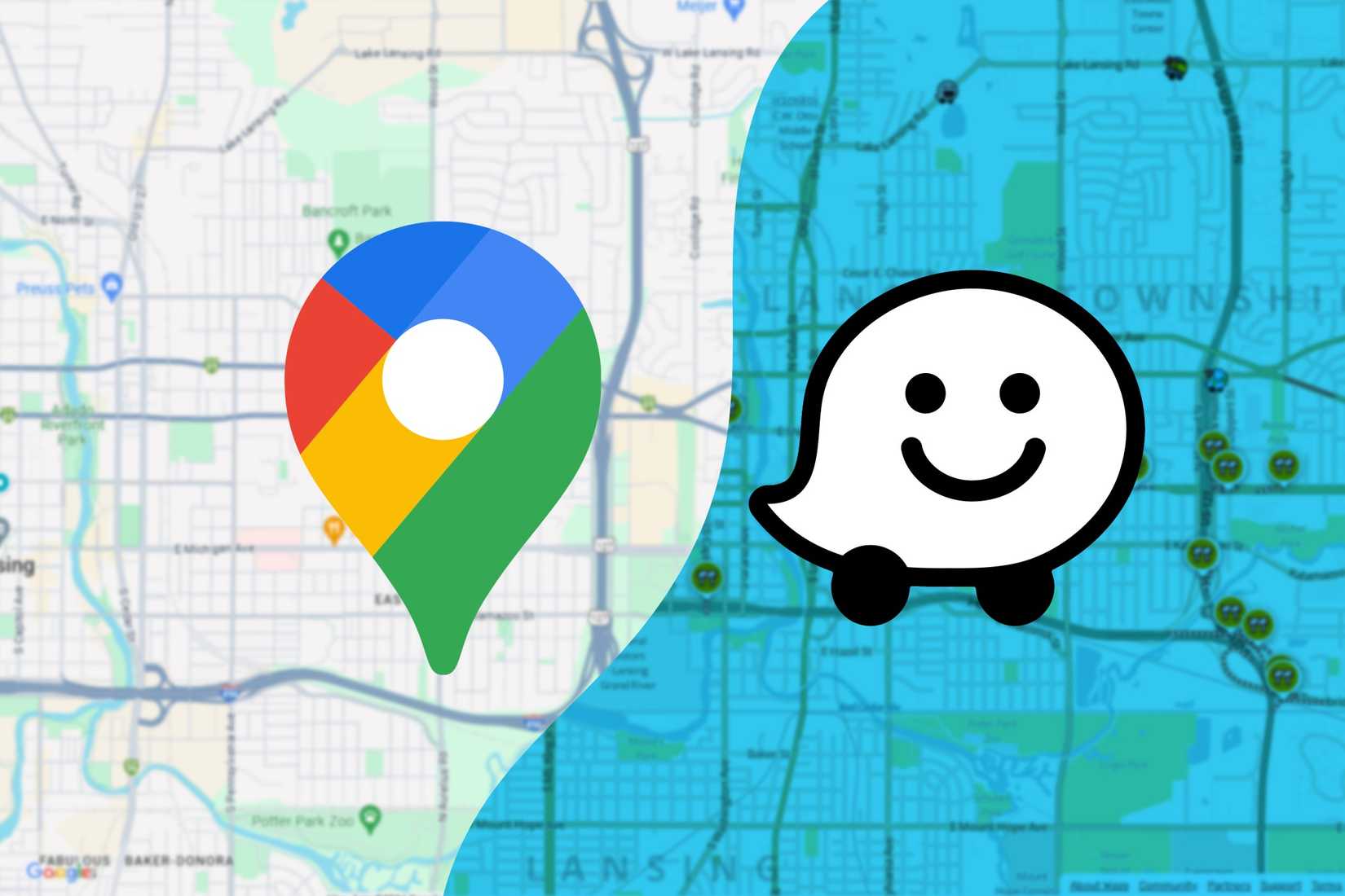 Google Maps с 3D-режимом: почему этот апдейт заставляет отказаться от Waze Google Maps and Waze logos.
