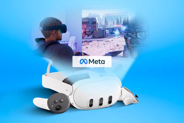MetaQuest 3 and above, an illustration of a person gaming using the headset
