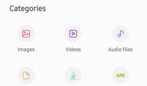 The initial screen in Samsung My Files