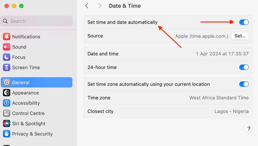 Set Date Time Automatically 8 Ways to Fix Your Mac Displaying the Wrong Time and Date