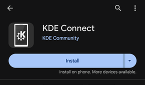 The KDE Connect app in Google Play, on an Android phone