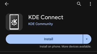 The KDE Connect app in Google Play, on an Android phone