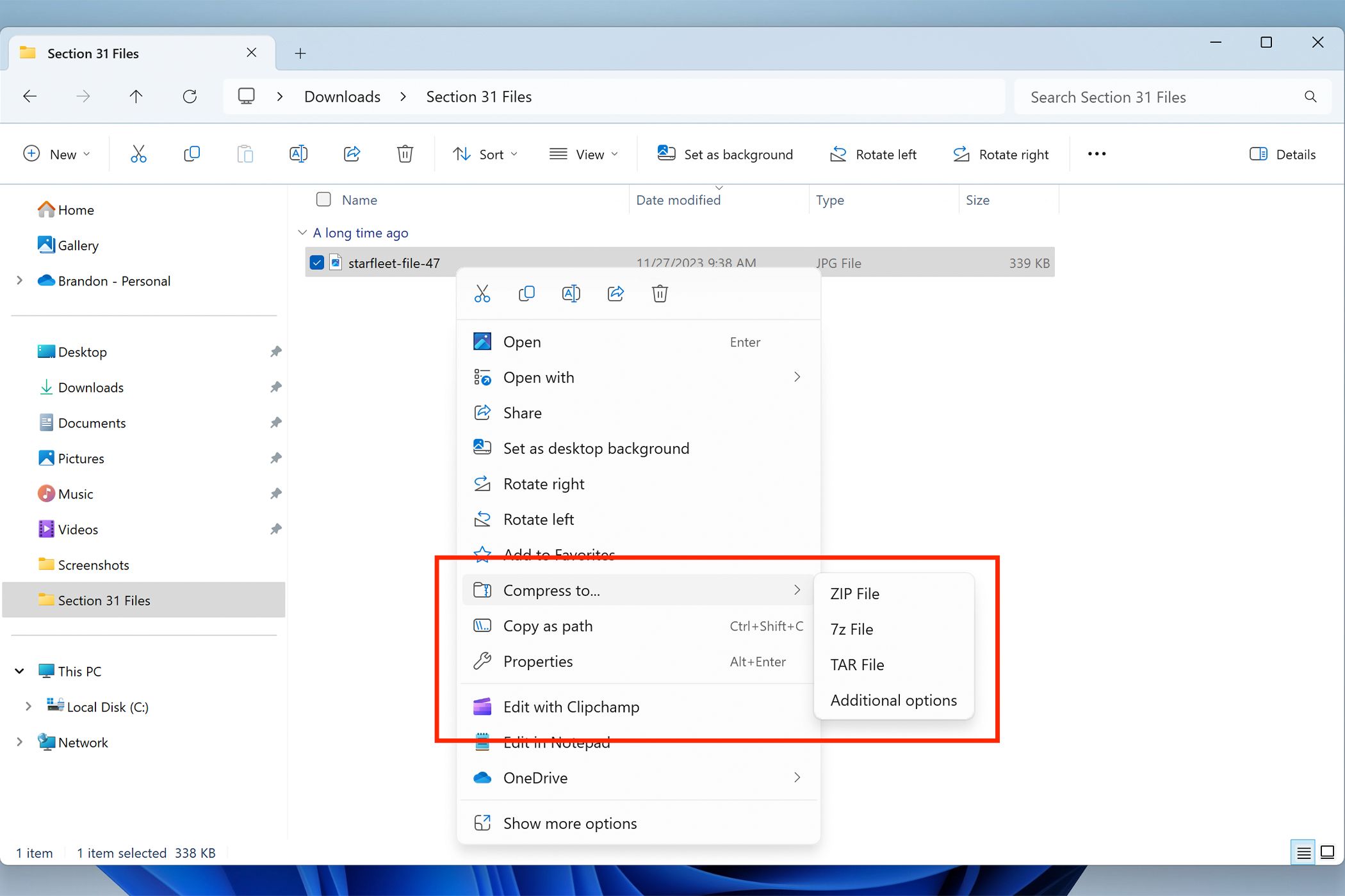 Windows 11 Can Now Create 7-Zip and TAR Archives