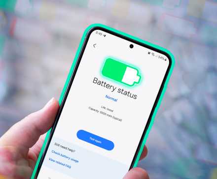 Samsungスマートフォンのバッテリー状態画面