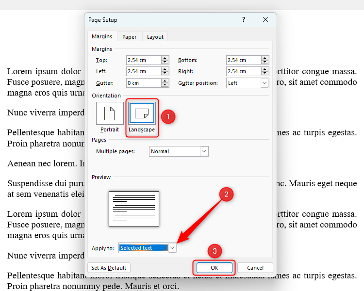 How to Make Only One Page Landscape in a Word Document