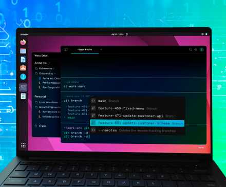 Ноутбук с Linux и открытым терминалом.