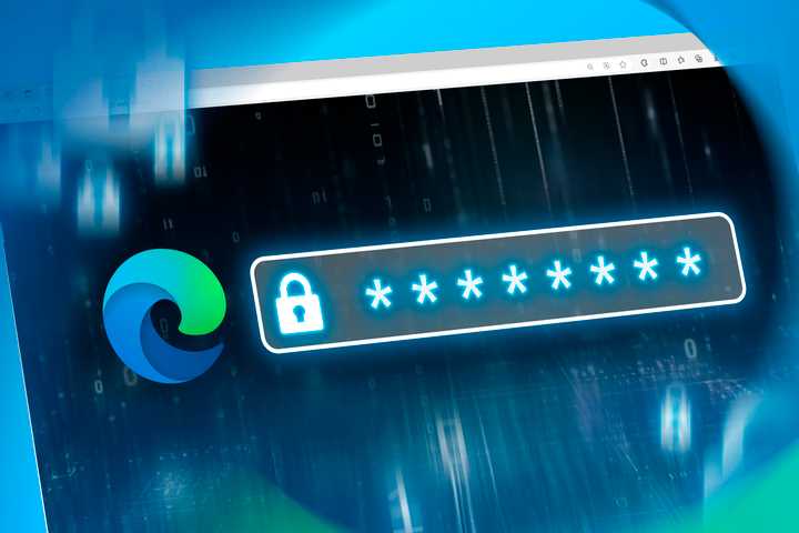 Microsoft Edge window with a password field next to the Edge logo.