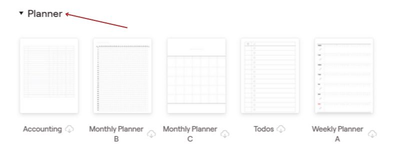 The Planner page in Goodnotes, with a few different views visible. 