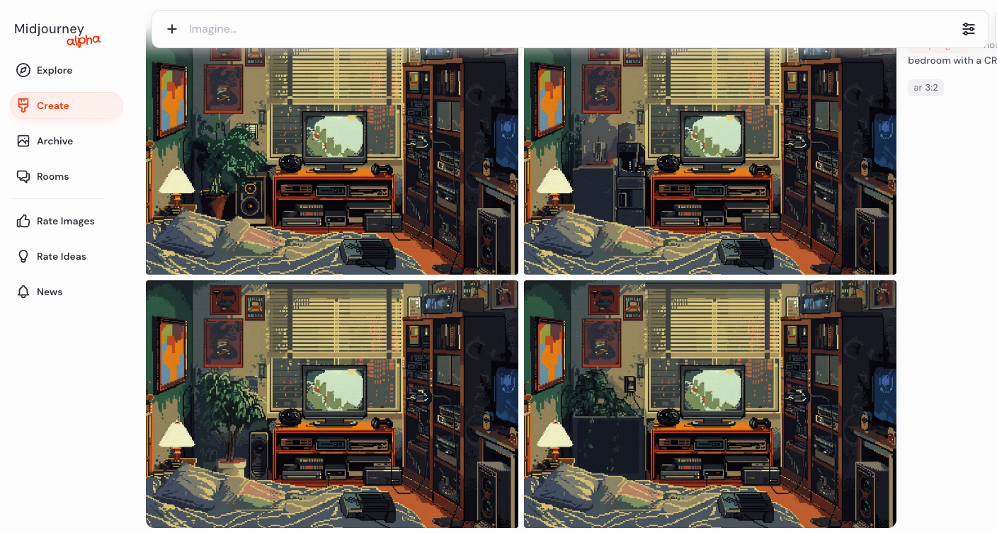 Midjourney web app interface screenshot