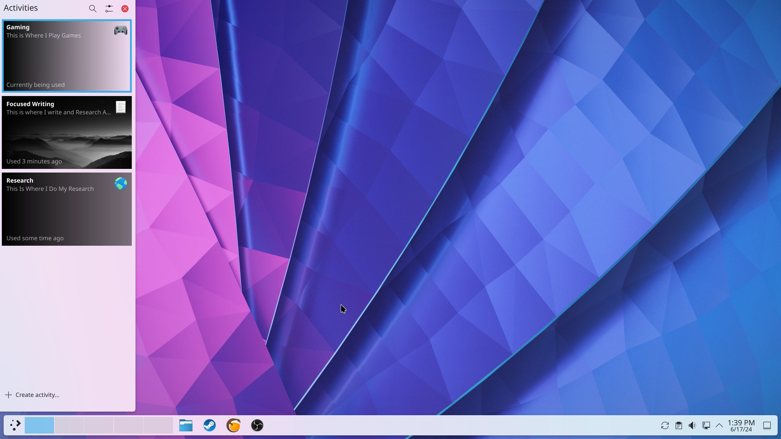 KDE Activity for Gaming.