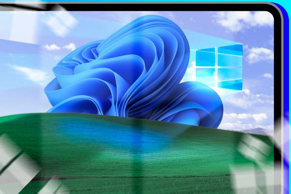 A merging of the wallpapers from Windows XP, Windows 10, and Windows 11.