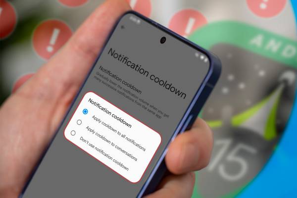 A phone with the Android 15 notification cooldown feature