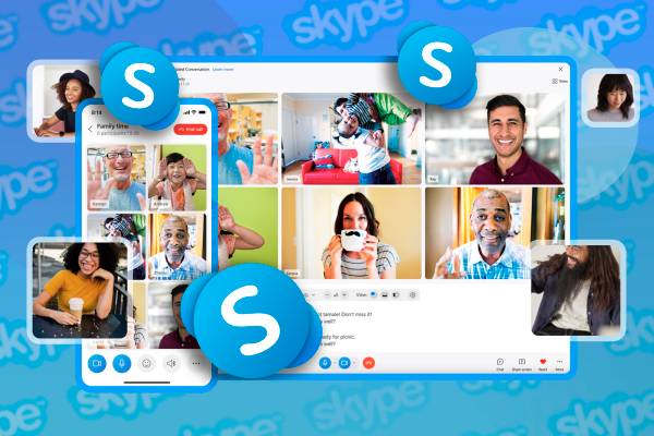 A Skype call on mobile and desktop.