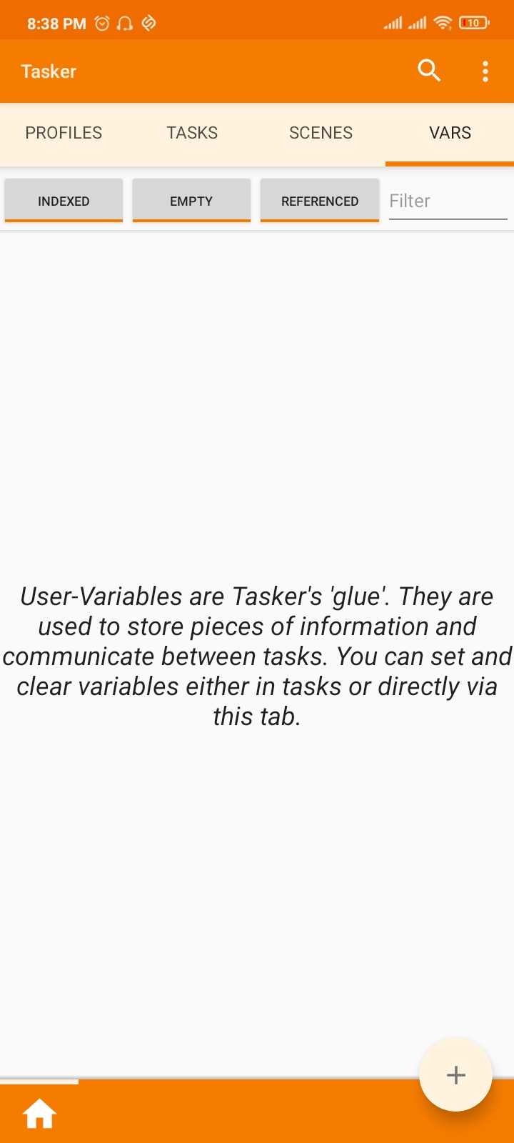 Creating a new variable in Tasker.
