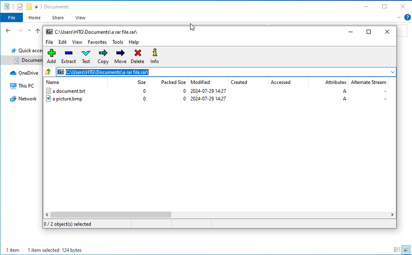A RAR containing a text file and an image file. 
