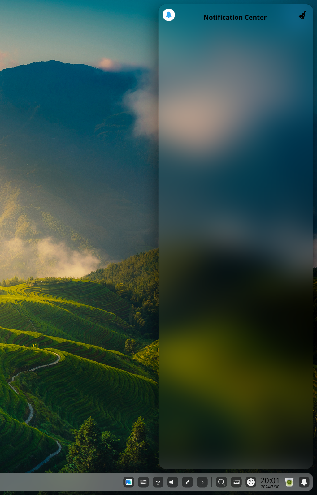 Deepin Linux UI - Notification Area