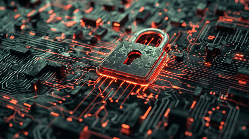 A lock in a circuit type structure representing encryption