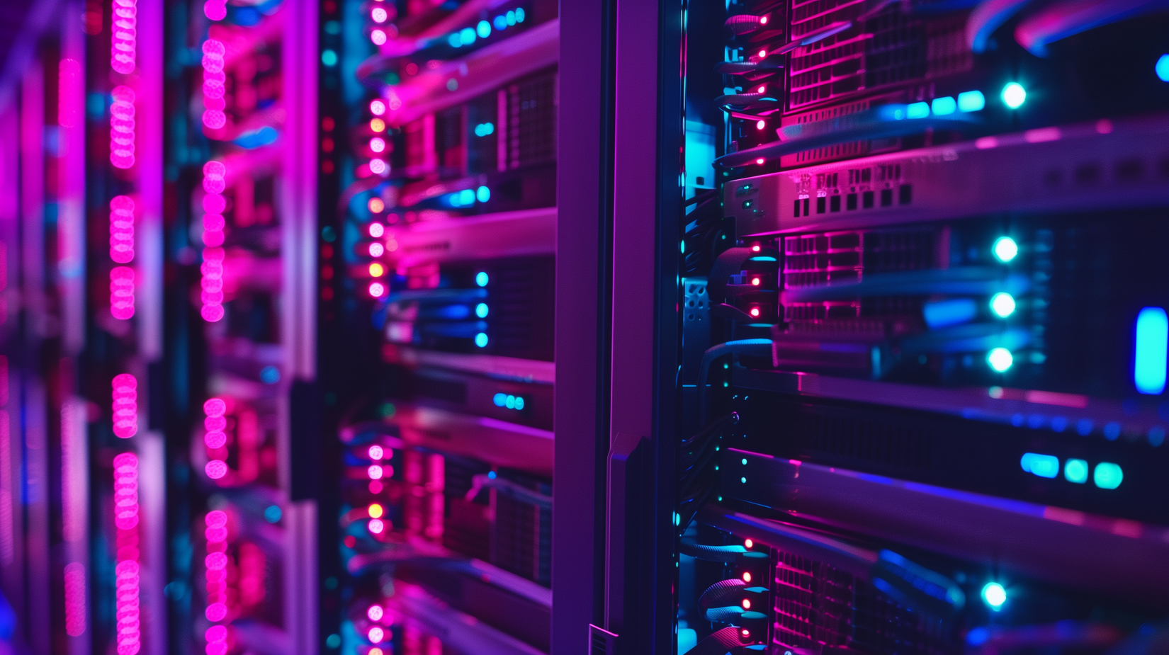Server room in neon lights