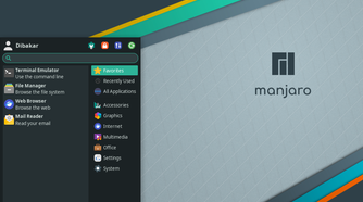 Manjaro XFCE Start Menu.
