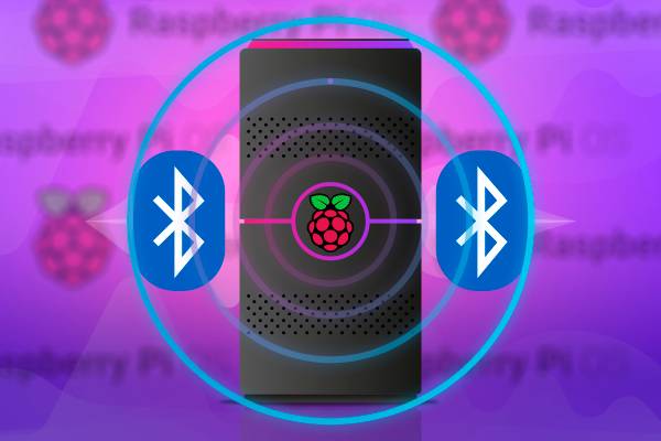 A Bluetooth speaker with the Raspberry Pi logo.