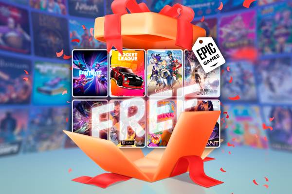 A gift box with some free games from Epic Games.