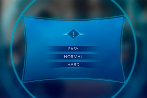 Difficulty level selection screen of a game.