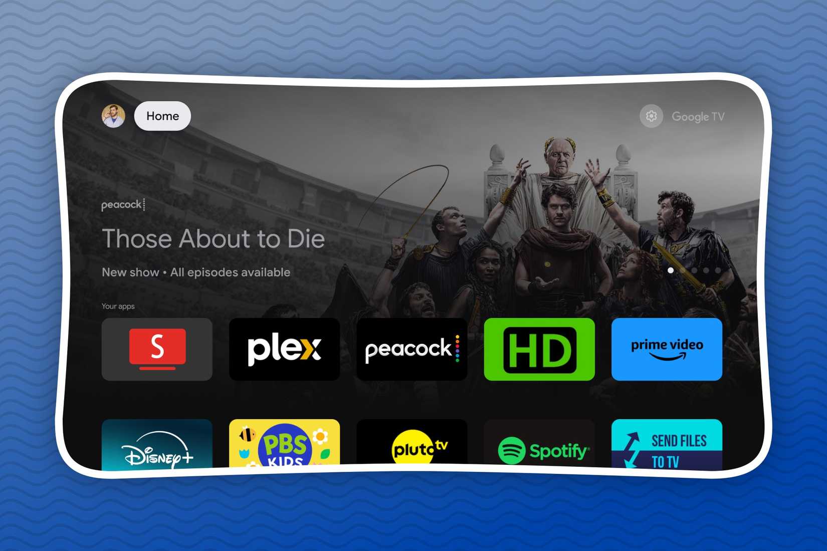 Google TV simple home screen.