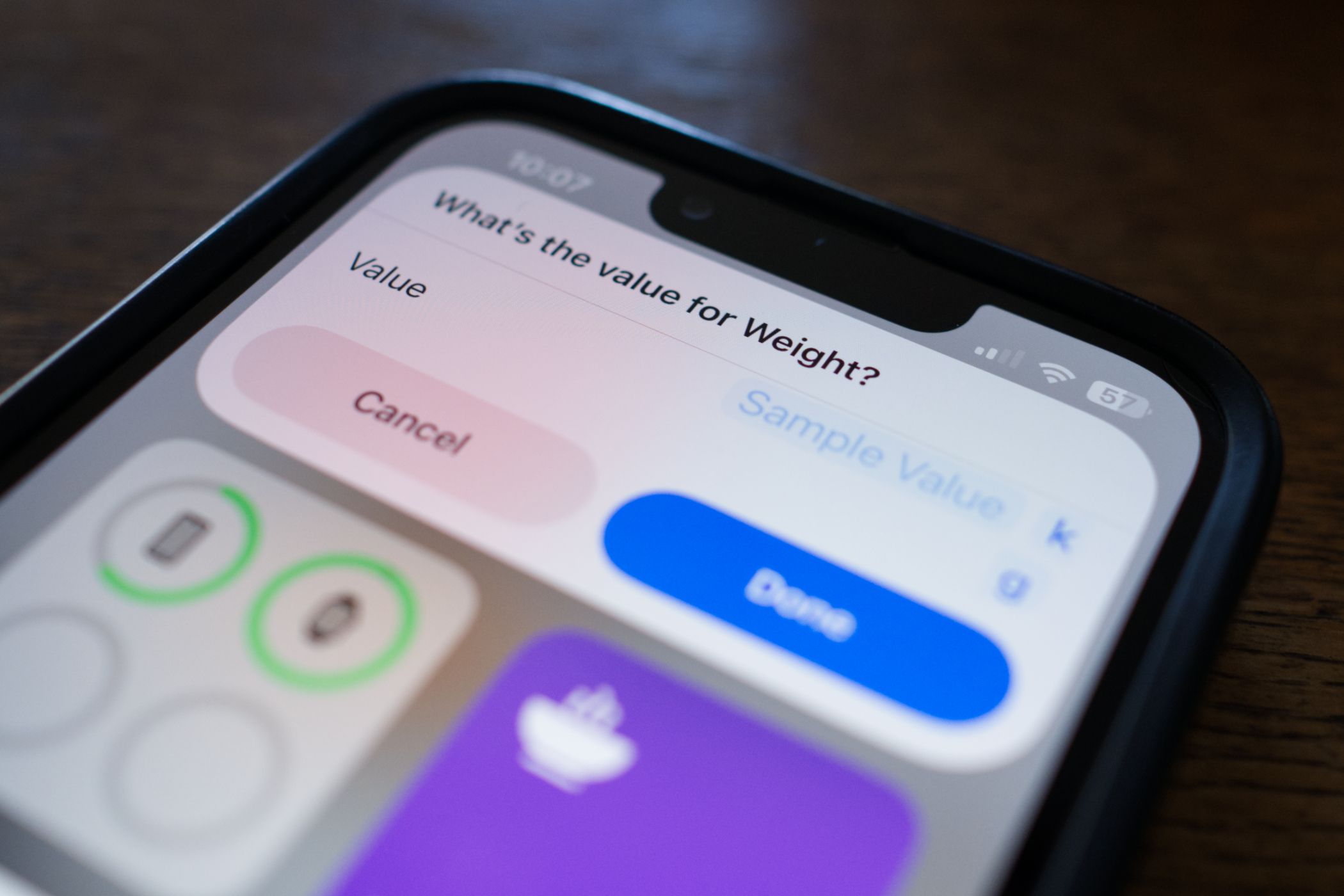 Track weight in Apple Health using the iPhone Shortcuts app.