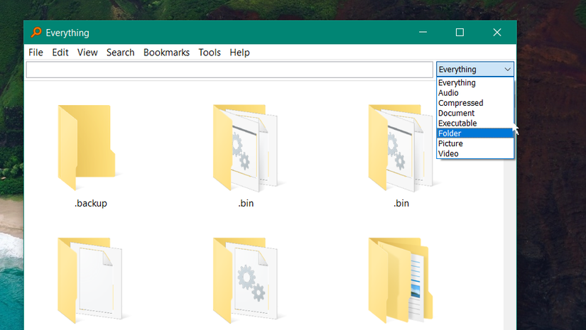 File options in Everything Search.