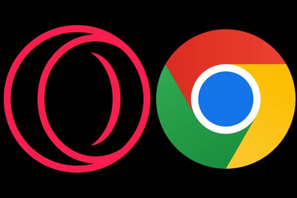 The Opera GX logo next to the Google Chrome logo.